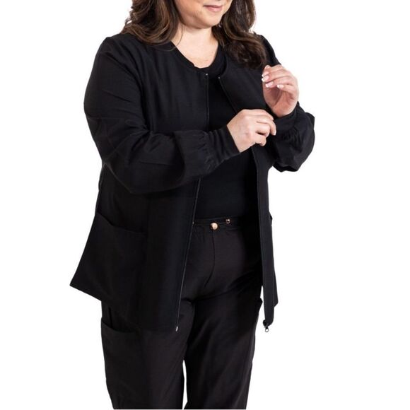 GT (Green Town) Performance 2 Pocket Full Zip Scrub Jacket PEWTER XS NWT IN PKG - Picture 2 of 9